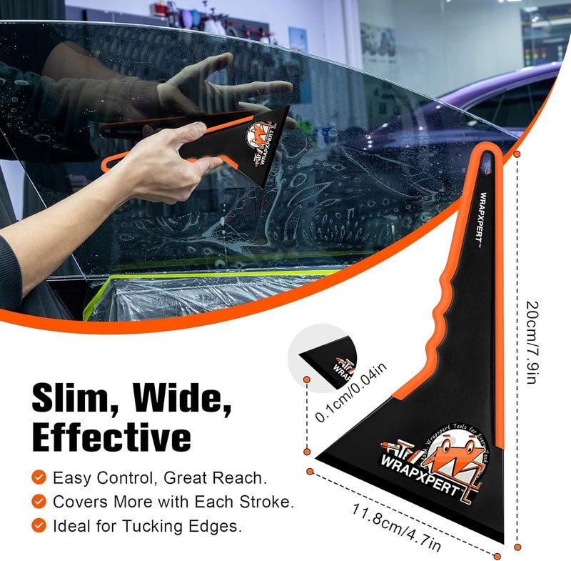 WRAPXPERT Window Tint Squeegee, 2 Pack Long Handle Window Tint Tools, Squeegee for Car Windows Tinting, Tri-Edge Contour Tool for Windshield/Side Mirrors/Rear Glass/Front Windows Film Installation - Image 3